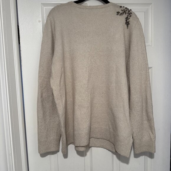 Loft cream puff-sleeved sweater with rhinestone accents -- XL - Picture 5 of 5